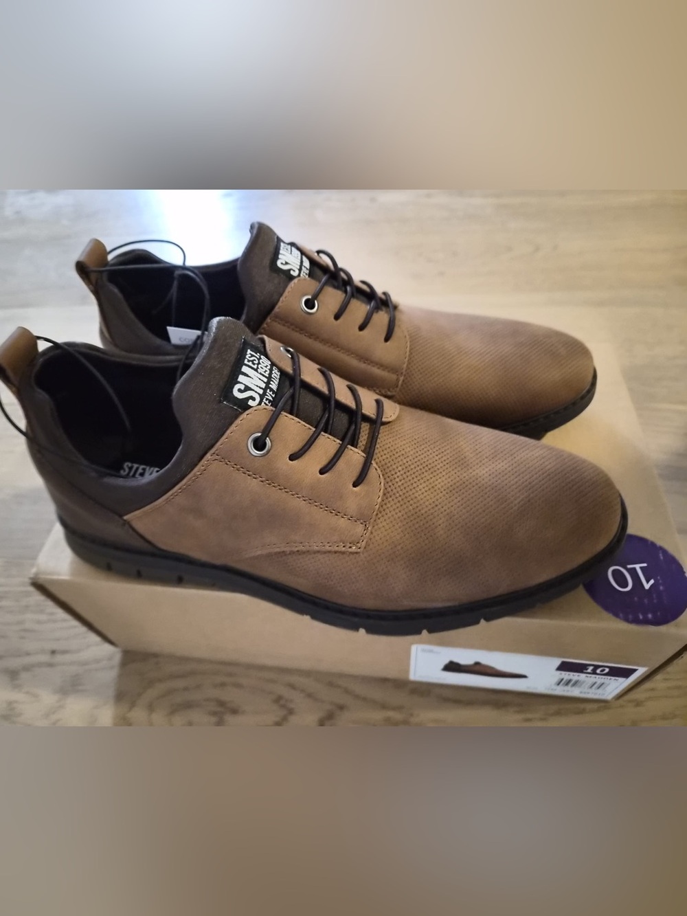 Steve Madden Men's Tan Brown Casual Lace-Up Sneakers - Size 10
